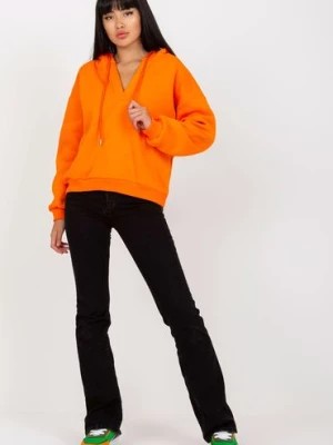 Zdjęcie produktu Pomarańczowa dresowa bluza basic z dekoltem V