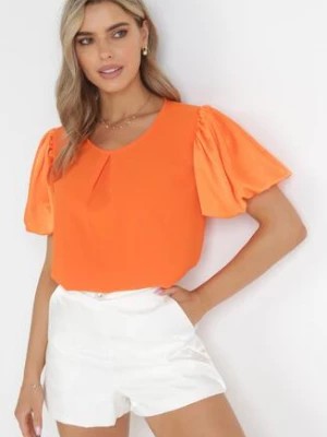Zdjęcie produktu Pomarańczowa Dwuwarstwowa Bluzka z Bufiastymi Rękawami Econia