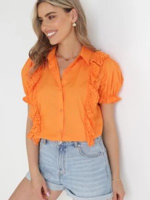 Zdjęcie produktu Pomarańczowa Koszula z Haftowanymi Falbankami Bruchy