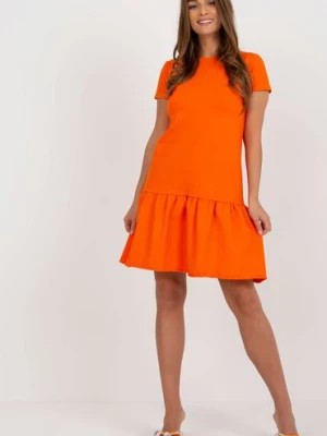 Zdjęcie produktu Pomarańczowa letnia sukienka z falbaną RUE PARIS