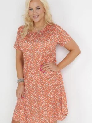 Zdjęcie produktu Pomarańczowa Rozkloszowana Sukienka Midi w Kwiaty Titarine