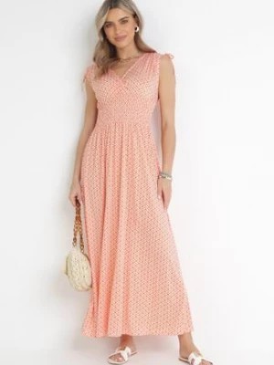 Zdjęcie produktu Pomarańczowa Rozkloszowana Sukienka z Wiskozy Kahna