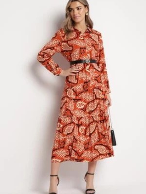 Zdjęcie produktu Pomarańczowa Sukienka Koszulowa w Kwiaty Zari