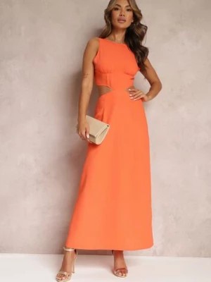 Zdjęcie produktu Pomarańczowa Sukienka Maxi z Wycięciami i Wiązaniem na Plecach Madissa