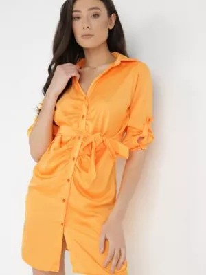 Zdjęcie produktu Pomarańczowa Sukienka Satynowa Meteina