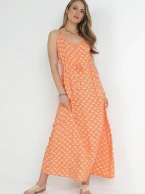 Zdjęcie produktu Pomarańczowa Sukienka z Wiskozy na Ramiączkach Stephne