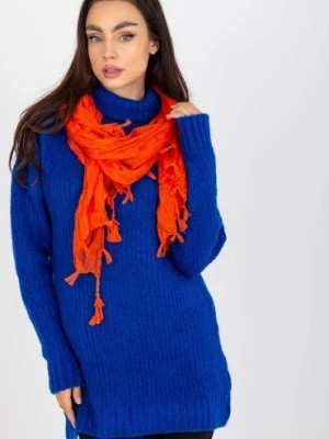 Zdjęcie produktu Pomarańczowa zwiewna chusta damska z marszczeniem