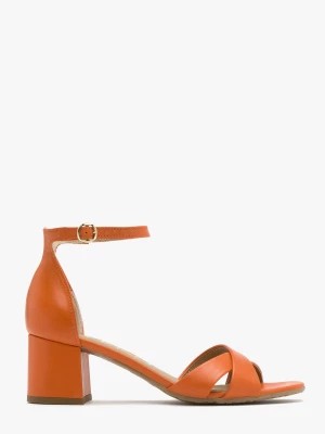 Zdjęcie produktu Pomarańczowe sandały na masywnym obcasie ARINA Ryłko
