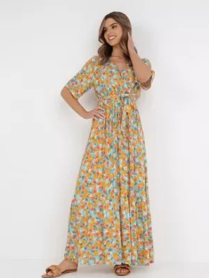 Zdjęcie produktu Pomarańczowo-Jasnoniebieska Sukienka Theophestra