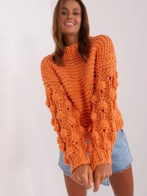 Zdjęcie produktu Pomarańczowy sweter oversize z grubym splotem