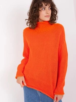 Zdjęcie produktu Pomarańczowy sweter z golfem i ściągaczami