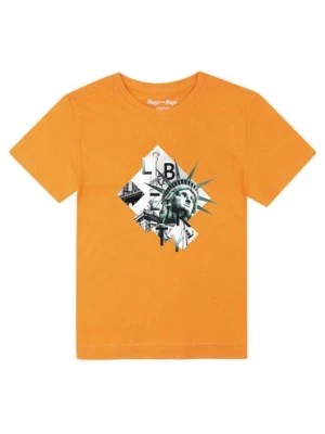 Zdjęcie produktu Pomarańczowy t-shirt chłopięcy z bawełny Tup Tup Statua Wolności