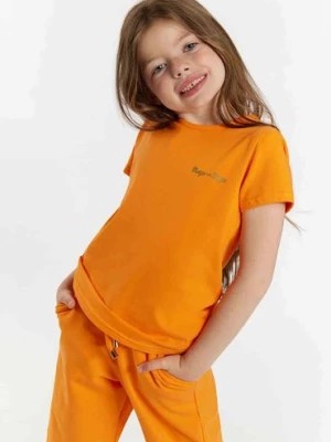 Zdjęcie produktu Pomarańczowy t-shirt dla małej dziewczynki z napisem Tup Tup