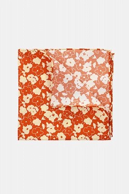 Zdjęcie produktu Poszetka Pomarańczowa Jedwabna w Kwiaty Lancerto