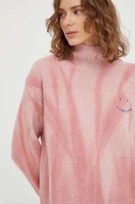 Zdjęcie produktu PS Paul Smith sweter wełniany damski kolor różowy z golfem