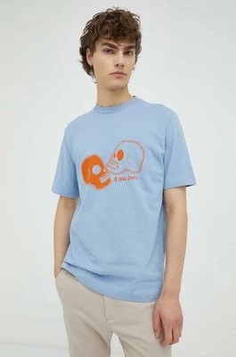 Zdjęcie produktu PS Paul Smith t-shirt bawełniany kolor niebieski z nadrukiem