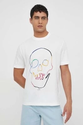 Zdjęcie produktu PS Paul Smith t-shirt bawełniany męski kolor biały z nadrukiem