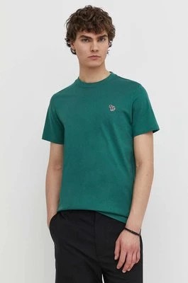 Zdjęcie produktu PS Paul Smith t-shirt bawełniany męski kolor zielony gładki