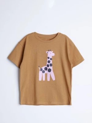 Zdjęcie produktu Pudełkowy brązowy t-shirt z żyrafą - unisex - Limited Edition