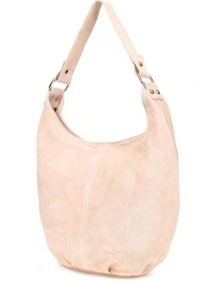 Zdjęcie produktu Pudrowa zamszowa torebka damska A4 skórzana worek różowy Merg