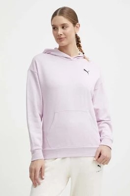 Zdjęcie produktu Puma bluza bawełniana BETTER ESSENTIALS damska kolor fioletowy z kapturem gładka 675988