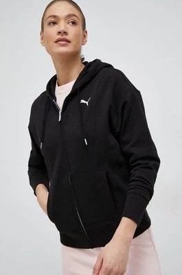 Zdjęcie produktu Puma bluza bawełniana damska kolor czarny z kapturem gładka
