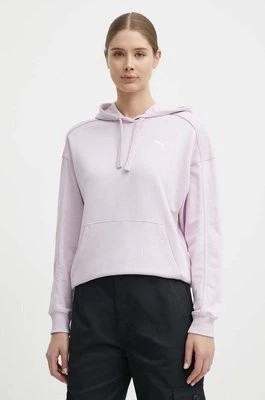 Zdjęcie produktu Puma bluza bawełniana HER damska kolor fioletowy z kapturem gładka 677885