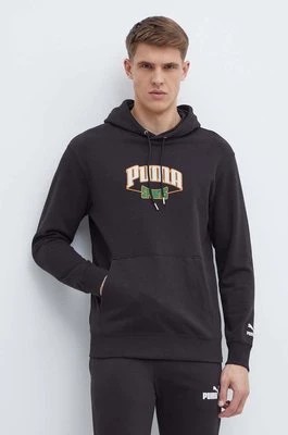 Zdjęcie produktu Puma bluza bawełniana męska kolor czarny z kapturem z nadrukiem 624396