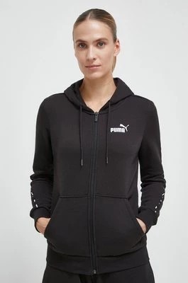 Zdjęcie produktu Puma bluza damska kolor czarny z kapturem z nadrukiem