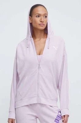 Zdjęcie produktu Puma bluza HER damska kolor fioletowy z kapturem z aplikacją 677882