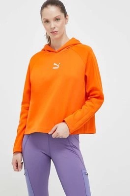 Zdjęcie produktu Puma bluza damska kolor pomarańczowy z kapturem gładka