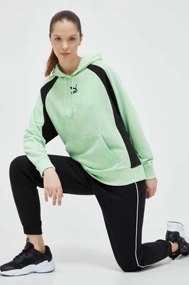 Zdjęcie produktu Puma bluza damska kolor zielony z kapturem wzorzysta