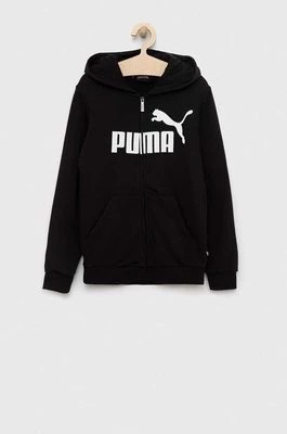 Zdjęcie produktu Puma bluza dziecięca kolor czarny z kapturem z nadrukiem