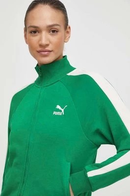 Zdjęcie produktu Puma bluza Iconic T7 damska kolor zielony wzorzysta 625602