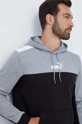 Zdjęcie produktu Puma bluza męska kolor szary z kapturem z nadrukiem