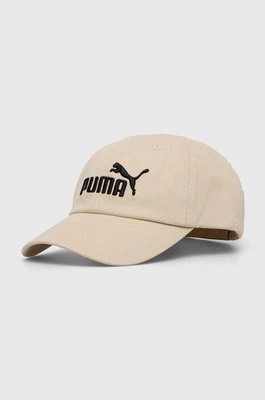 Zdjęcie produktu Puma czapka z daszkiem bawełniana kolor beżowy z aplikacją 24357