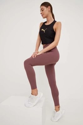 Zdjęcie produktu Puma legginsy do jogi Studio Yourmove Ultrabare damskie kolor fioletowy gładkie