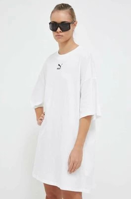 Zdjęcie produktu Puma sukienka bawełniana kolor biały mini oversize
