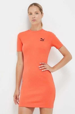 Zdjęcie produktu Puma sukienka kolor pomarańczowy mini dopasowana