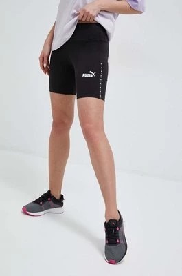 Zdjęcie produktu Puma szorty damskie kolor czarny z nadrukiem high waist