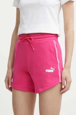 Zdjęcie produktu Puma szorty damskie kolor różowy z aplikacją high waist 677924