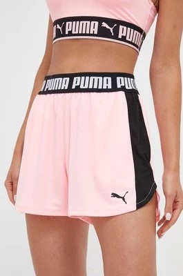 Zdjęcie produktu Puma szorty treningowe Train All Day kolor różowy gładkie high waist