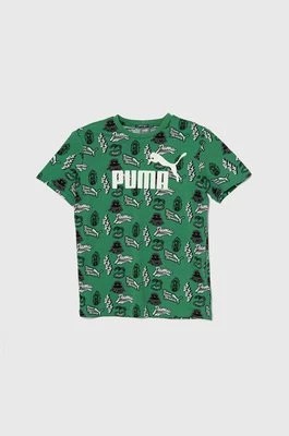 Zdjęcie produktu Puma t-shirt bawełniany dziecięcy ESS+ MID 90s AOP B kolor zielony wzorzysty