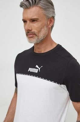 Zdjęcie produktu Puma t-shirt bawełniany męski kolor biały wzorzysty 673341