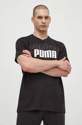 Zdjęcie produktu Puma t-shirt bawełniany męski kolor czarny z nadrukiem 680177