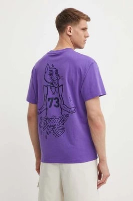 Zdjęcie produktu Puma t-shirt bawełniany męski kolor fioletowy z nadrukiem 625271