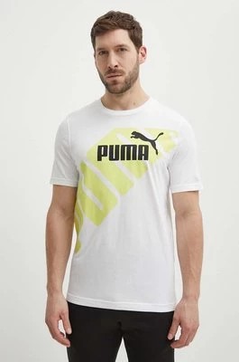Zdjęcie produktu Puma t-shirt bawełniany POWER męski kolor biały wzorzysty 678960