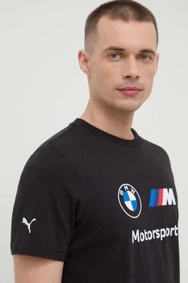 Zdjęcie produktu Puma t-shirt bawełniany x BMW męski kolor czarny z nadrukiem 621314
