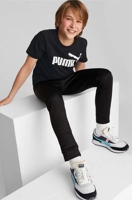 Zdjęcie produktu Puma t-shirt bawełniany dziecięcy kolor czarny z nadrukiem