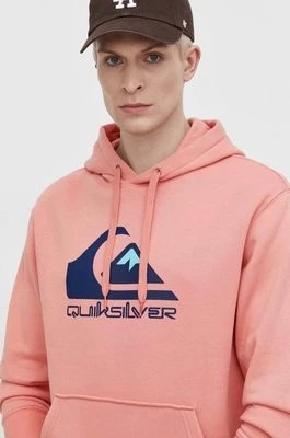 Zdjęcie produktu Quiksilver bluza męska kolor pomarańczowy z kapturem z nadrukiem